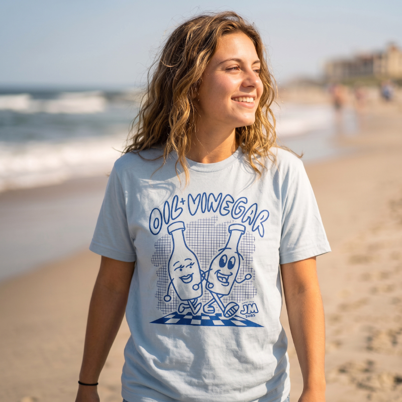 Oil and Vinegar Tee: Stone Blue